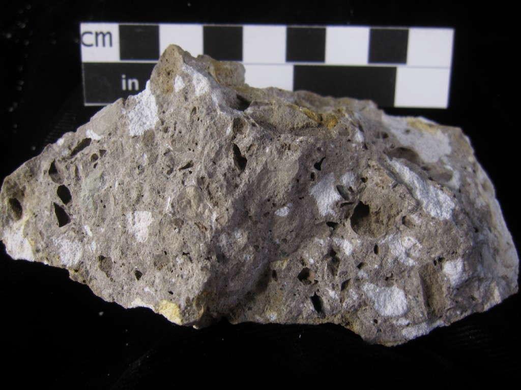 Polymict breccia from dike in Shakopee dolomite. Click for larger.