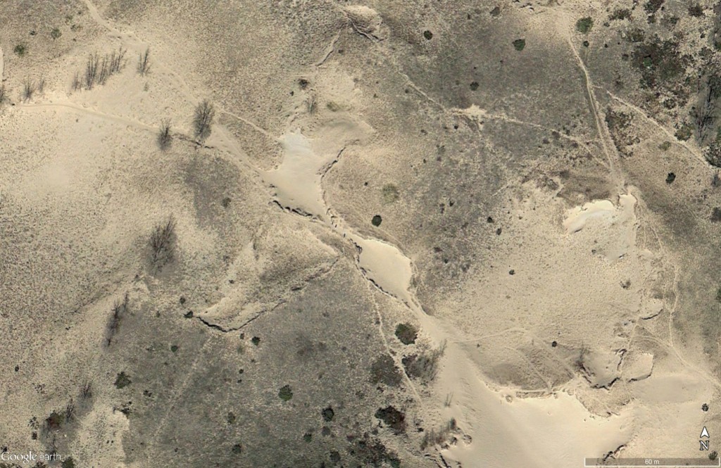 Google Earth view of location of sand outcrop. Click for larger.